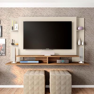 Domino Wall Mounted TV Unit Entertainment Centre Floating Wall Panel-White