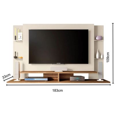 Domino Wall Mounted TV Unit & Entertainment Centre | Floating Wall Panel with Shelves | Modern Space-Saving TV Cabinet for Living Room | Sleek Wooden Finish | Wall Display Panel for TVs & Décor | Contemporary Media Console