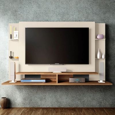 Domino Wall Mounted TV Unit & Entertainment Centre | Floating Wall Panel with Shelves | Modern Space-Saving TV Cabinet for Living Room | Sleek Wooden Finish | Wall Display Panel for TVs & Décor | Contemporary Media Console