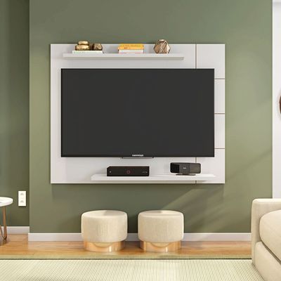 Cross Wall Mounted TV Unit Entertainment Centre Floating Panel Wood Effect-White