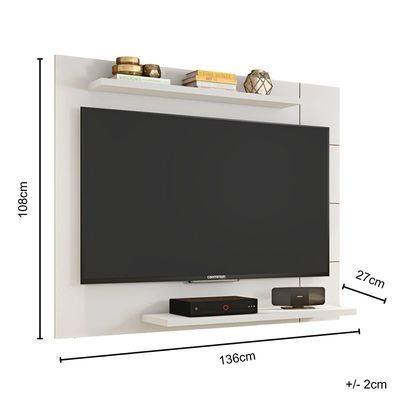 Cross Wall Mounted TV Unit Entertainment Centre Floating Panel Wood Effect-White