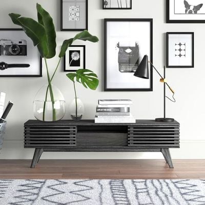 Thread Engineered Wood TV Stand with Storage Doors up to 55 inch-Charcoal