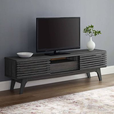 Thread Engineered Wood TV Stand with Storage Doors up to 55 inch-Charcoal