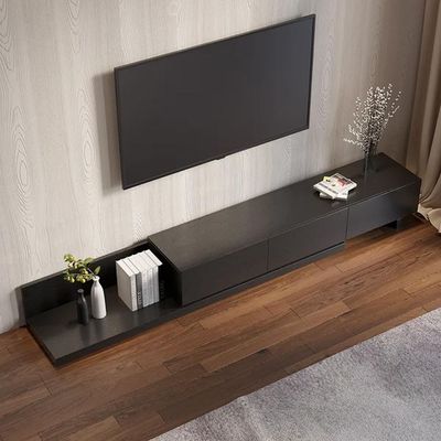 Kayla Rectangle Wood Extendable TV Stand in Black Color