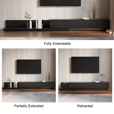 Kayla Rectangle Wood Extendable TV Stand in Black Color