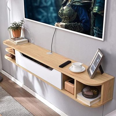 Amazon Wall Mounted Media Console-Oak & White