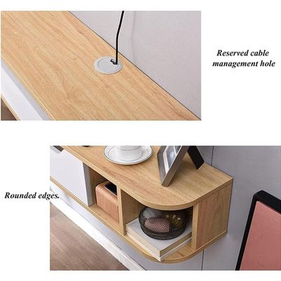 Amazon Wall Mounted Media Console-Oak & White