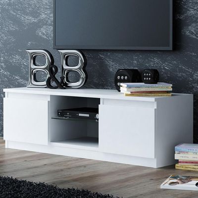 Indigo TV Stand with Storage-White