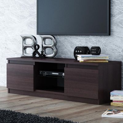 Indigo TV Stand with Storage in Brown-Modern Entertainment Console-Stylish Media Unit with Open Shelves and Cabinets-Ample Storage for Electronics and Décor-Durable Construction for Flat-Screen TVs-Contemporary Design for Living Room or Media Room Indigo TV Stand with Storage in Brown-Modern Entertainment Console-Stylish Media Unit with Open Shelves and Cabinets-Ample Storage for Electronics and Décor-Durable Construction for Flat-Screen TVs-Contemporary Design for Living Room or Media Room