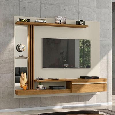 Denver Floating TV Wall Panel-Oak & White