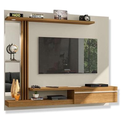 Denver Floating TV Wall Panel-Oak & White