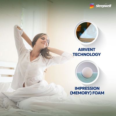 Sleepwell Ortho Pro Profiled Foam | 10 Night Trial | Impressions Memory Foam Mattress With Airvent Cool Gel Technology | Super King Bed Size (200L x 200W x 25H cm)