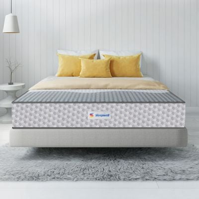 Ortho Pro Spring King Bed Size Impressions Memory Foam Mattress With Airvent Technology And 3-Zone Pocket Spring White -200x 180x 20 cm