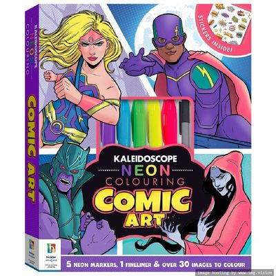 Hinkler Kaleidoscope Neon Coloring Kit Comic Art