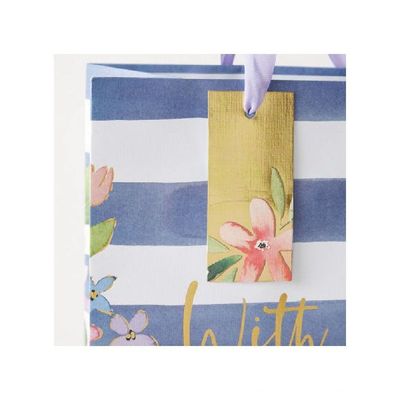 Eurowrap Floral Stripe Bottle Gift Bag