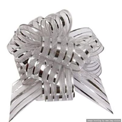 Wrap & Roll 5 inch Silver Organza Pull Bow