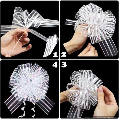 Wrap & Roll 5 inch Silver Organza Pull Bow