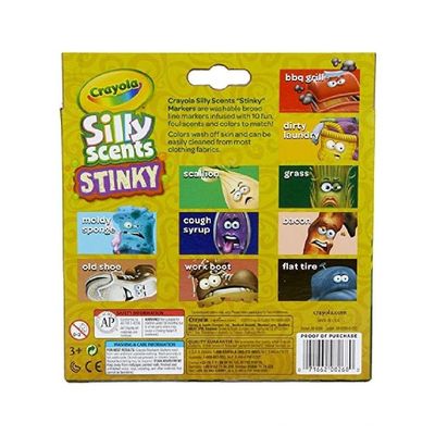 Crayola 10 Count Silly Scents Stinky, Washable, Broad Line Markers