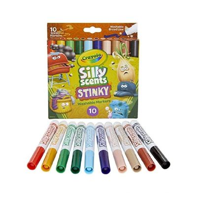 Crayola 10 Count Silly Scents Stinky, Washable, Broad Line Markers