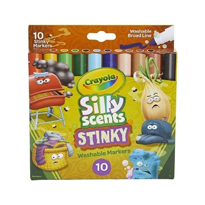 Crayola 10 Count Silly Scents Stinky, Washable, Broad Line Markers