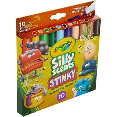 Crayola 10 Count Silly Scents Stinky, Washable, Broad Line Markers