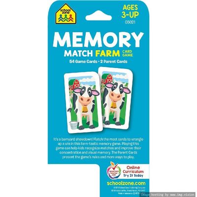 Hinkler School Zone Memory Match Farm Flash Card Game