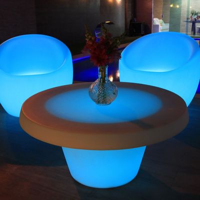 Tramontina Cona Lumiére White Polyethylene Coffee Table With LED Lamp-White