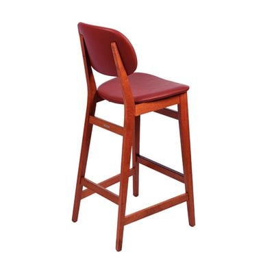 Tramontina Piazza London High Stool in Almond-Colored Brazilian Tauari Wood With Wine Upholstery-Wood