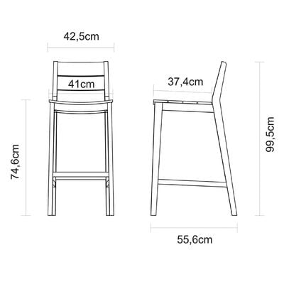 Tramontina Toscana High Stool in Brazilian Muiracatiara Wood With Eco Clear Finish-Wood