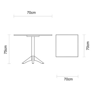 Tramontina London 4 Seats Square Pedestal Table in Almond-Colored Brazilian Tauari Wood-Wood