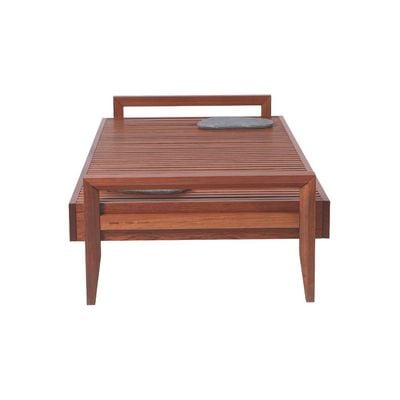 Tramontina Mood Table in FSC Certified Brazilian Jatobá Wood With Low Armrests and Soapstone-Wood