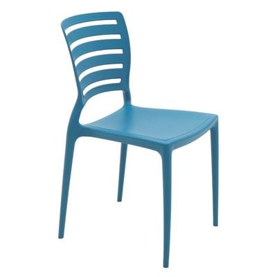 Tramontina Sofia Blue Polypropylene and Fiberglass Horizontal Slat Chair-Blue
