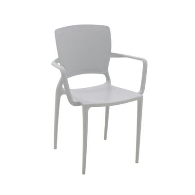 Tramontina Sofia Gray Polypropylene and Fiberglass Chair With Arms and Solid Backrest-Gray