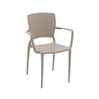Tramontina Sofia Beige Polypropylene and Fiberglass Chair With Arms and Solid Backrest-Beige