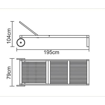 Tramontina Terrazzo Fitt Sunbed With Wheels in Brazilian Jatobá Wood and Eco Blindage With Foam Mattress-Wood