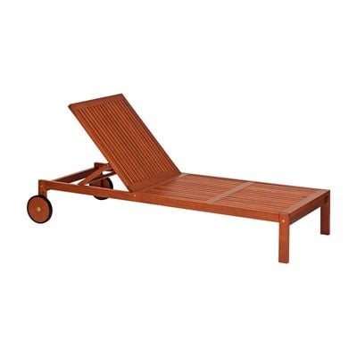 Tramontina Terrazzo Fitt Sunbed With Wheels in Brazilian Jatobá Wood and Eco Blindage With Foam Mattress-Wood