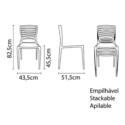 Tramontina Sofia Graphite Polypropylene and Fiberglass Chair With Horizontal Backrest-Graphite