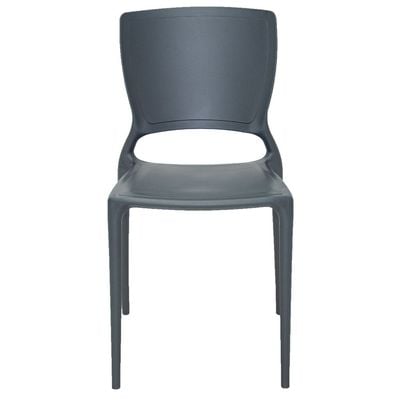 Tramontina Sofia Graphite Polypropylene and Fiberglass Chair With Closed Backrest-Graphite