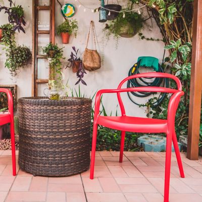 Tramontina Sissi Red Polypropylene and Fiberglass Chair With Armrests-Red