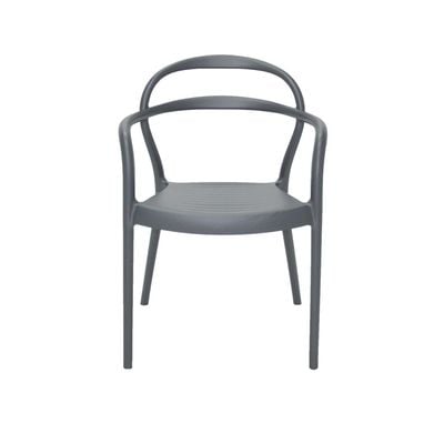 Tramontina Sissi Graphite Polypropylene and Fiberglass Chair With Armrests-Graphite