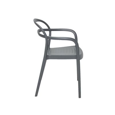 Tramontina Sissi Graphite Polypropylene and Fiberglass Chair With Armrests-Graphite
