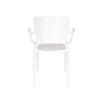Tramontina Sofia White Polypropylene and Fiberglass Chair With Closed Backrest and Armrests-White
