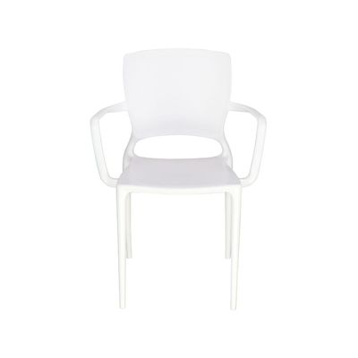 Tramontina Sofia White Polypropylene and Fiberglass Chair With Closed Backrest and Armrests-White