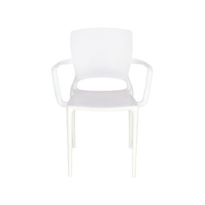 Tramontina Sofia White Polypropylene and Fiberglass Chair With Closed Backrest and Armrests-White