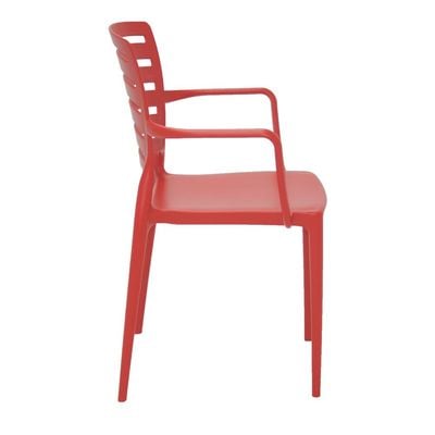 Tramontina Sofia Red Polypropylene and Fiberglass Chair With Horizontal Backrest and Armrests-Red