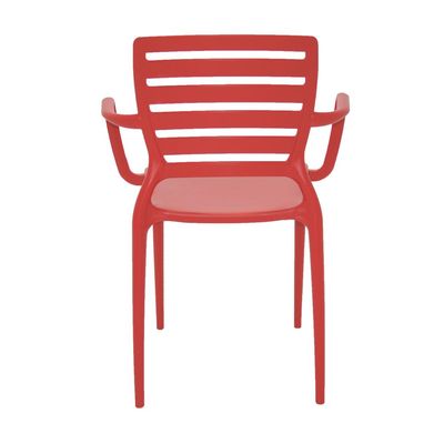 Tramontina Sofia Red Polypropylene and Fiberglass Chair With Horizontal Backrest and Armrests-Red