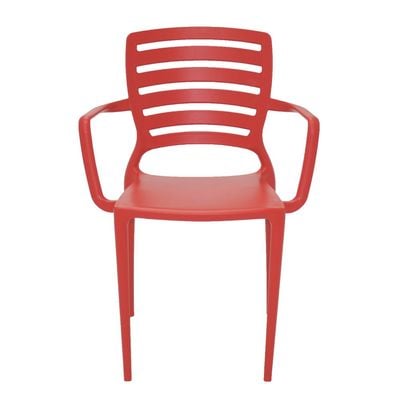 Tramontina Sofia Red Polypropylene and Fiberglass Chair With Horizontal Backrest and Armrests-Red