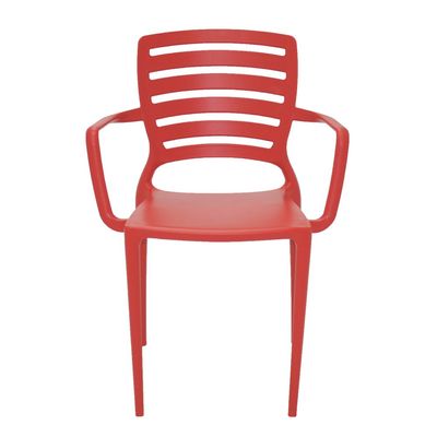Tramontina Sofia Red Polypropylene and Fiberglass Chair With Horizontal Backrest and Armrests-Red