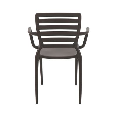 Tramontina Sofia Brown Polypropylene and Fiberglass Chair With Horizontal Backrest and Armrests-Brown