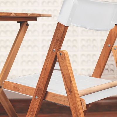 Tramontina Potenza Chair in Brazilian Itauba Wood and White Polypropylene-Wood